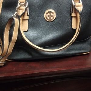 Giani Bernini Saffiano Dome Satchel , Black/Silver